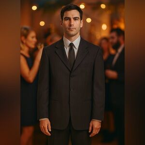 Men's Fine Quality Dark Charcoal Wool Suit